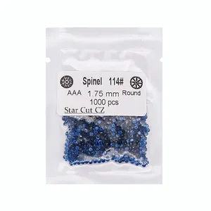 Wuzhou Round Shapet Machine Cut Synthetic114# Dark Blue Spinel Loose Gemstone 0.8mm -2.0mm For Sale