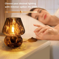 Lampe de table en verre rétro de style américain en forme de champignon USB avec veilleuse à intensité variable et lumière d'ambiance pour table de chevet de chambre à coucher