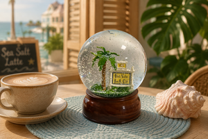 Globo de Nieve Personalizado Hecho a Mano con Palmera de Resina del Resort Ponte Vedra <span class=keywords><strong>Inn</strong></span> Club, Base de Madera, Globo de Agua de Cristal de 10 cm, Pintado a Mano, Navidad - Product Image 2