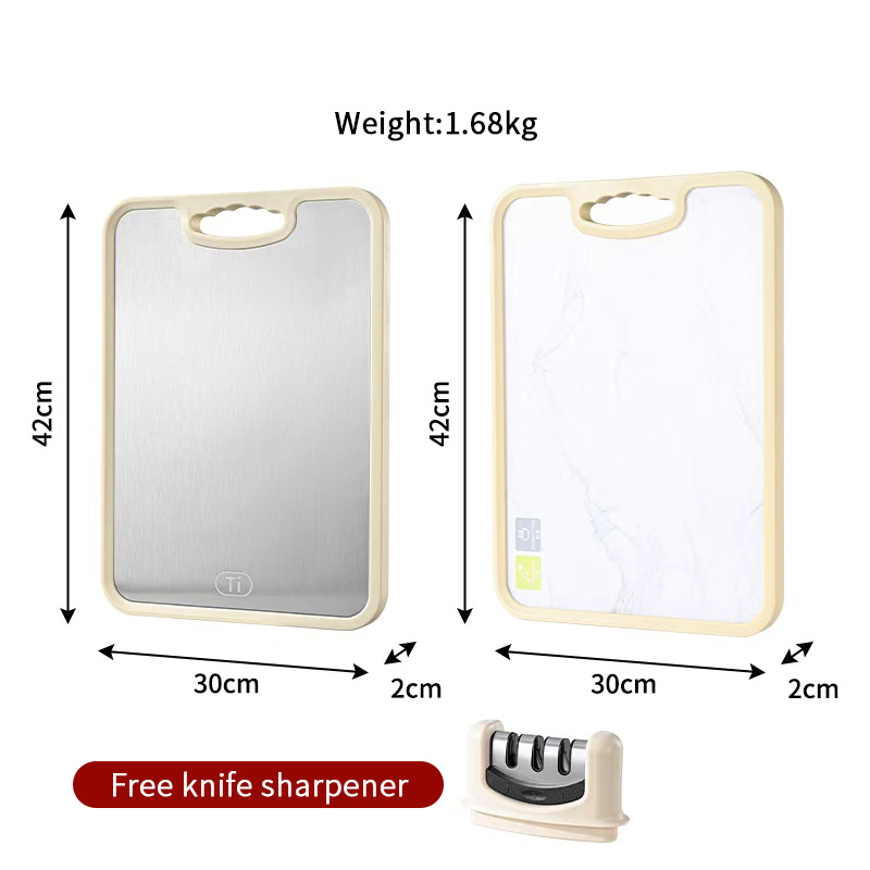 เขียงไทเทเนียมบริสุทธิ์ (พื้นผิวขัด + ที่ลับมีด)