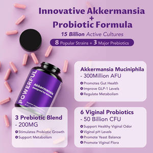 Probióticos para Mulheres Adultas 60 Cápsulas Akkermansia 6 Probiótico Vaginal 3 Pré-bióticos 300 Milhões AFU 50 Bilhões CFU Tudo-em-um - Product Image 4
