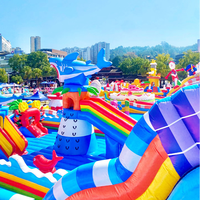 Grand toboggan gonflable géant d'extérieur pour adultes, thème safari, avec anneau de saut et toboggan aquatique, pour fêtes aquatiques, accessoires de parc aquatique