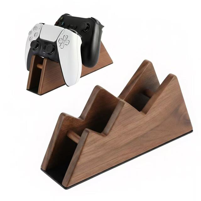 New Standing Type Wooden Game Controller Storage Stand Two-slot Solid Wood Single Tier Controller Holder Home Desktop Rack