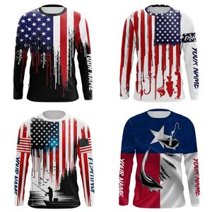 釣りシャツピュアカスタム昇華釣りジャージー漁師アメリカ国旗デザインUV保護長袖釣りシャツ - Product Image 2
