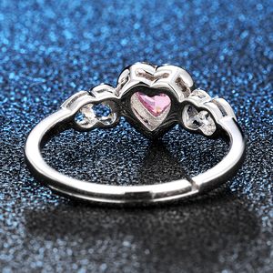 Edelstein Rosa Herz Ewigkeit Spinell Ringe Seite Intarsien 5A Cz Diamant Silber 925 Engagement Ring - Product Image 3
