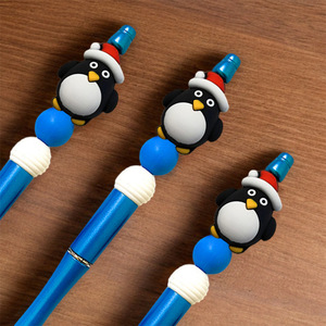 New Style Cartoon Christmas Penguin Snowman <b>Silicone</b> <b>Beads</b> Stringing Pen Creative Cute Colorful Epoxy Glue Stringing - Product Image 3