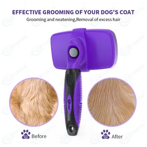 Pet Groom ing Products Slicker Haarentferner Pet Cleaning Shedding Brush Haaren tfernungs kamm Selbst reinigender Hunde pflege kamm Pet Bru
