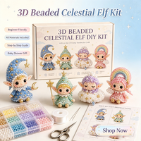 Kit DIY Elfe Perlé 3D 4 Pièces, Ensemble de Création de Mini Poupées Perlées Faites à la Main, Kit de Perlage DIY Adapté aux Débutants, Cadeau de Festival, Ornement de Table pour la Maison