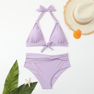 Bikini de 2 Piezas Personalizado OEM, Marca Propia, Barato, al por Mayor, para Mujeres Maduras, Micro Mini, Estampado Triangular Extremo, de Secado Rápido, con Tanga en V - Product Image 5