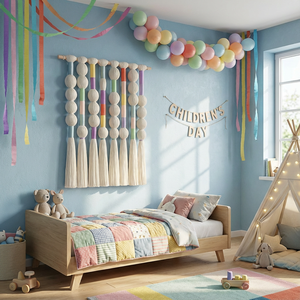 ผ้าแขวนผนังทอมือจากผ้าฝ้ายธรรมชาติ สไตล์ชายฝั่ง สำหรับห้องเด็ก ห้องตรวจโรคเด็ก ตกแต่งเทศกาลวันเด็ก ห้องแพทย์ - Product Image 1