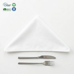 Wholesale Easy Care White 18x18 Inch Poly Cotton Cloth Napkins Hemmed Custom Size Reusable Waterproof for Fine <b>Dining</b> Restaurant - Product Image 1