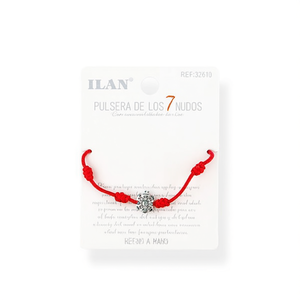 Braccialetto Ilan con 7 nodi, cordoncino rosso e ciondolo in argento, fatto a mano per la fortuna - Product Image 2