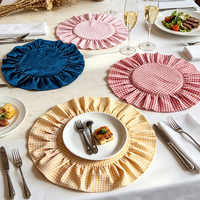 Ensemble de sets de table et de serviettes en lin à volants - Sets de table résistants à la chaleur pour mariage, fête, dîner à la maison, décorations bohèmes