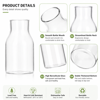 Bouteille en verre borosilicate transparent de 22 oz avec logo personnalisé et lettres imprimées, idéale pour café glacé, lait, jus, eau