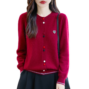 Cárdigan de <span class=keywords><strong>Lana</strong></span> 100% <span class=keywords><strong>Merino</strong></span> para <span class=keywords><strong>Mujer</strong></span>, Cuello Redondo, Holgado, con Botones Coloridos, para Primavera - Product Image 5
