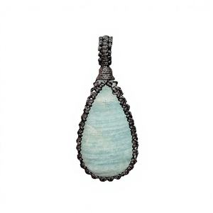 Colgante de macramé Aqua Marine con gemas naturales en cabujón, colgante de macramé hecho a mano, lote mixto de colgantes de macramé - Product Image 1