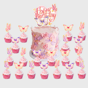Striscione con Stampa di Farfalle, Topper per Torte e Cupcake, Palloncini Stampati per Decorazioni di Feste di <span class=keywords><strong>Compleanno</strong></span>, Matrimoni e Camere dei Bambini - Product Image 3
