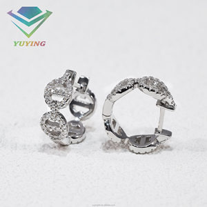 Pendientes de aro con forma de nariz de cerdo, chapados en oro, plata de ley 925, moissanita VVS, pasan el test de diamantes, certificado GRA. - Product Image 3