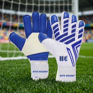 Gants de gardien de but de football à forte adhérence, paume en latex antidérapante, matériau en cuir, protection des doigts - Product Image 3