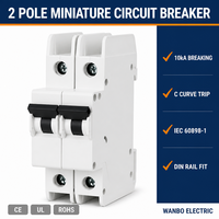 Caja de disyuntores MCB personalizada Wanbo-407, OEM de China, disyuntor de 2 polos IEC 60947-2 para tablero de distribución y armario eléctrico