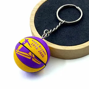 Hot Sale 3d Basketball Ball Key Chain Mini Sport Trend Pendant Souvenir Gifts Fashion All Teams Logo Keyring Basketball Keychain