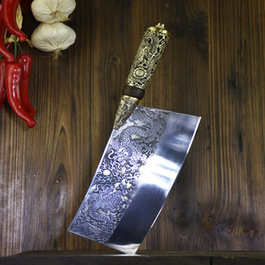 Manche en cuivre forgé à la main chinois évidé couteau à trancher tranchant en acier inoxydable coupe de viande couteau de chef couteau cadeau - Product Image 1