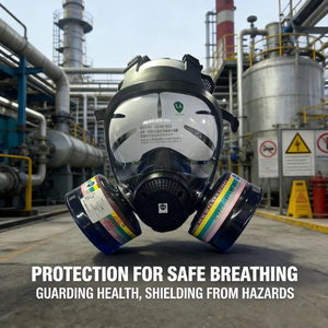 Masque respiratoire intégral certifié CE pour usage industriel, protection contre les gaz, peinture en aérosol et produits chimiques, léger et durable - Product Image 5