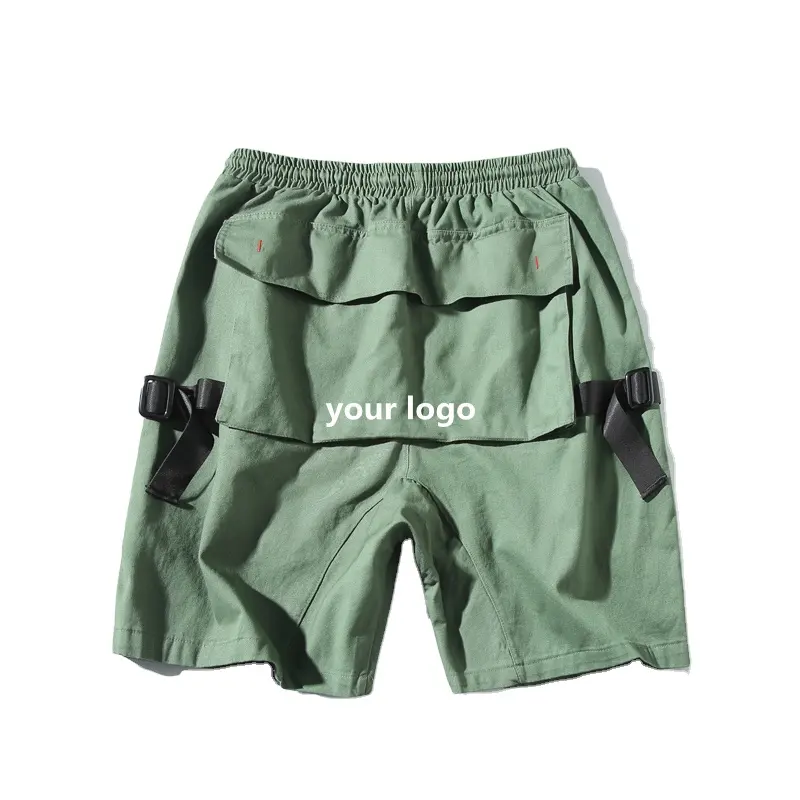 custom mens summer cotton casual drawstring pants with back big pocket clothing cargo sweat shorts men