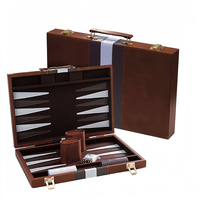 Jeu de Backgammon de Luxe en Bois 15/17/19 Pouces, Plateau Pliant avec 32 Pièces, Jeu de Stratégie Portable pour Adultes et Enfants