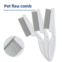 Peigne anti-puces à dents fines en acier inoxydable, manche en plastique creux antidérapant, outil de toilettage pour chats et chiens, pour éliminer les puces, les tiques et les nœuds