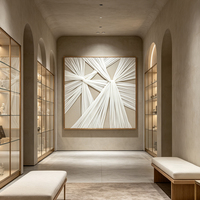 Tableau mural abstrait fait main nœud tissu 3D style boho, art textile minimaliste pour salon