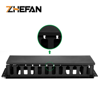 Zefan 19 inci 2U Rackmount jaringan Server kabel pengatur kabel 2U 19 ''manajemen kabel kabinet plastik 12 Port