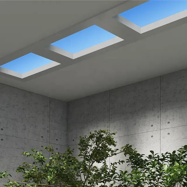 Modern Square Artificial Skylight LED Ceiling Light Ryopt Blue Sky Sun Indoor Living Room Office Warehouse Aluminum Acrylic