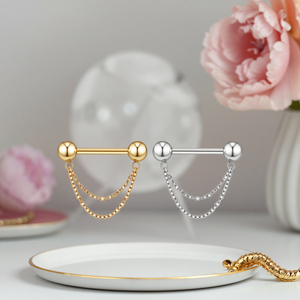 Xinfocus nuevo diseño de moda <span class=keywords><strong>Piercing</strong></span> <span class=keywords><strong>cadena</strong></span> colgante pezón <span class=keywords><strong>Piercing</strong></span> 14G joyería de acero inoxidable <span class=keywords><strong>Piercing</strong></span> de moda para Mujeres Hombres - Product Image 6