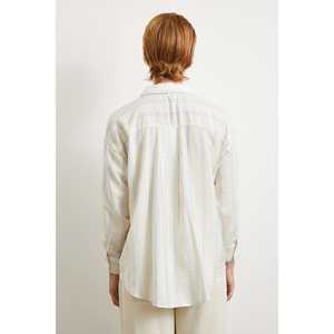 Chemise en modal à double rayures Mango pour homme, bleu popeline, respirante, manches longues - Product Image 1