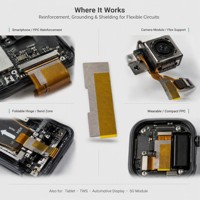 Patch Pelindung EMI Kain Konduktif Dua Sisi Custom Die Cut 0.1mm Perekat Tahan Suhu Tinggi untuk Ponsel/Tablet Elektronik