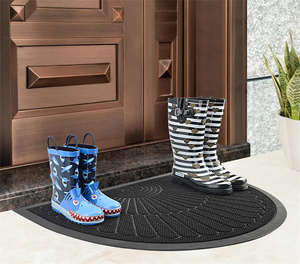 Alfombrilla de bienvenida absorbente de medio círculo negro, alfombrillas de entrada de goma para exteriores, alfombrilla para puerta de trampero de suciedad para patas fangosas - Product Image 6
