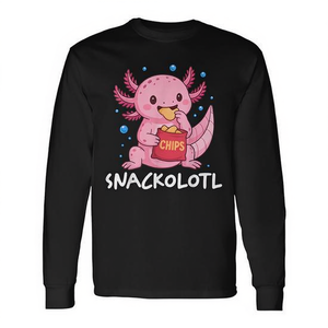 Maglietta a maniche lunghe Snackolotl Axolotl, girocollo unisex, stampa digitale, abbigliamento promozionale, taglia adulto - Product Image 2