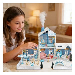 Kit de Casa de Muñecas de Plástico Personalizado con Muebles en Miniatura, Ventanas, Puertas, Luces, Regalo Creativo para Niños, Adultos y Coleccionistas - Product Image 2