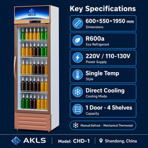 Réfrigérateur commercial vertical à porte vitrée simple pour boissons, refroidissement direct, pour supermarché, épicerie, <span class=keywords><strong>bar</strong></span> - Product Image 3