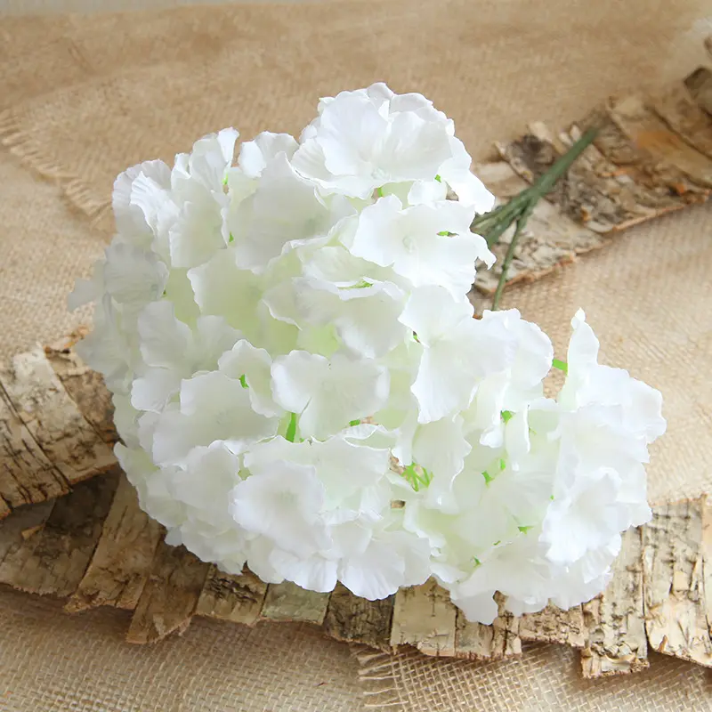 White Ivory Beige Purple Navy Blue Silk Hydrangea artificial 5 heads hydrangea bunch artificial flowers for wedding decoration