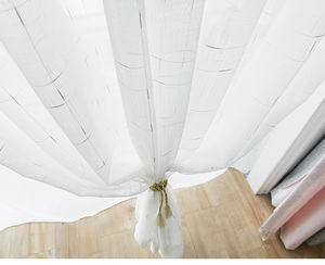 Bon marché de haute qualité Polyester Smplicity Rideaux en lin rayé <span class=keywords><strong>Tulle</strong></span> Rideaux pour le salon - Product Image 4