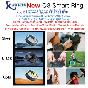 Anillo Q8 personalizado SHR para mujeres, dispositivo de monitoreo de salud inteligente, análisis de sueño de estrés HRV, rastreador de actividad física, aleación para desplazamiento TikTok - Product Image 5