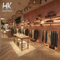 Étagères murales flottantes personnalisées, table îlot en bois avec bande LED, écologiques et durables pour les magasins de détail