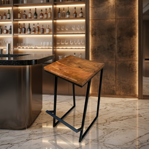 Tabouret de bar antique en bois et fer, style nordique, pour hôtel, restaurant, cuisine, salle à manger - Product Image 5