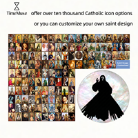 Collier pendentif religieux en nacre peint à la main avec image de sainte catholique, charme sacré personnalisé, Merci Divine