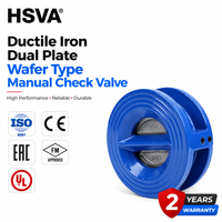 Clapet anti-retour manuel à double plaque en fonte ductile HSVA, type Wafer, GGG50 PN16, à ressort, compact, double disque, pour système de canalisation d'eau