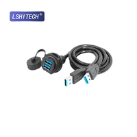 Câble d'extension M25 industriel extérieur double USB 3.0 10 Gbit/s en cuivre et nylon, étanche IP67, avec connecteur à vis, 500 V CA