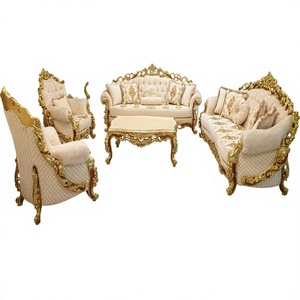 Stylish High End Rococo Designed Living Room Furniture Bespoke European Rococo Sofa Table Set Collection with Premium Upholstery - Product Image 1