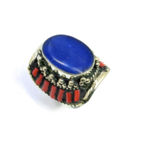 Vente en gros de bagues tibétaines classiques en argent, bijoux de style antique en corail turquoise pour femmes et filles-Cadeau pour mariages et fêtes